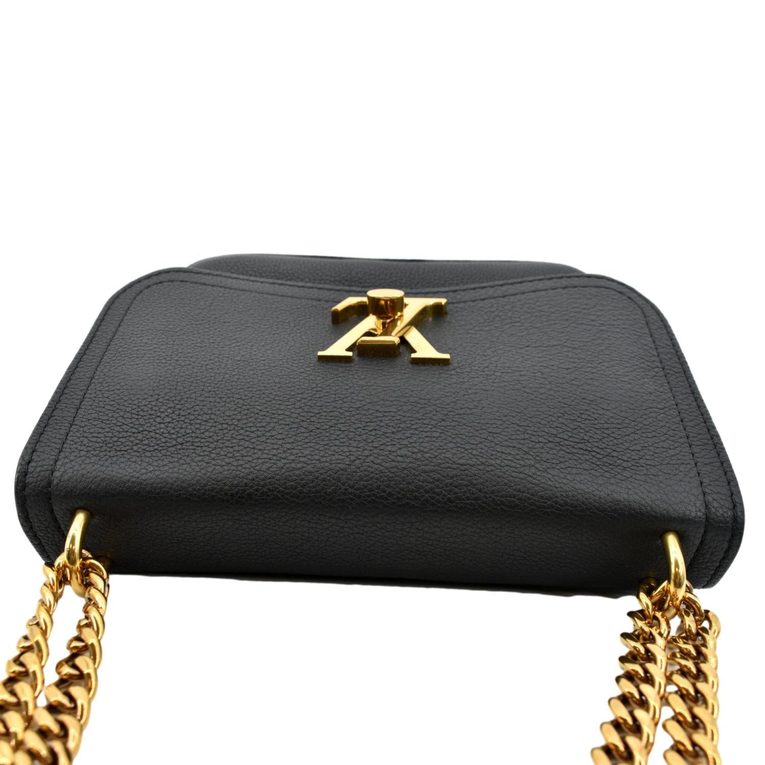 LOUIS VUITTON Grained Calfskin Lockme Chain Bag PM Black 1282382