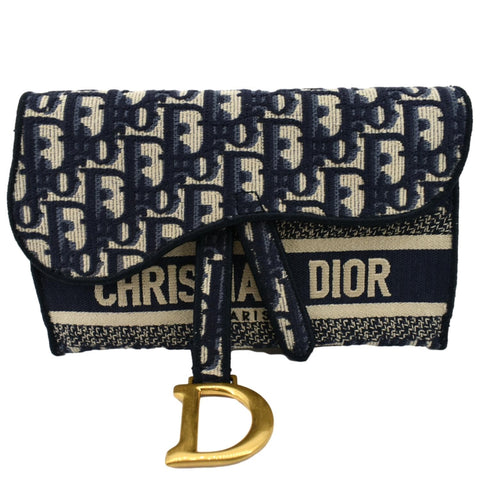 CHRISTIAN DIOR Saddle Oblique Canvas Belt Bag Navy Blue