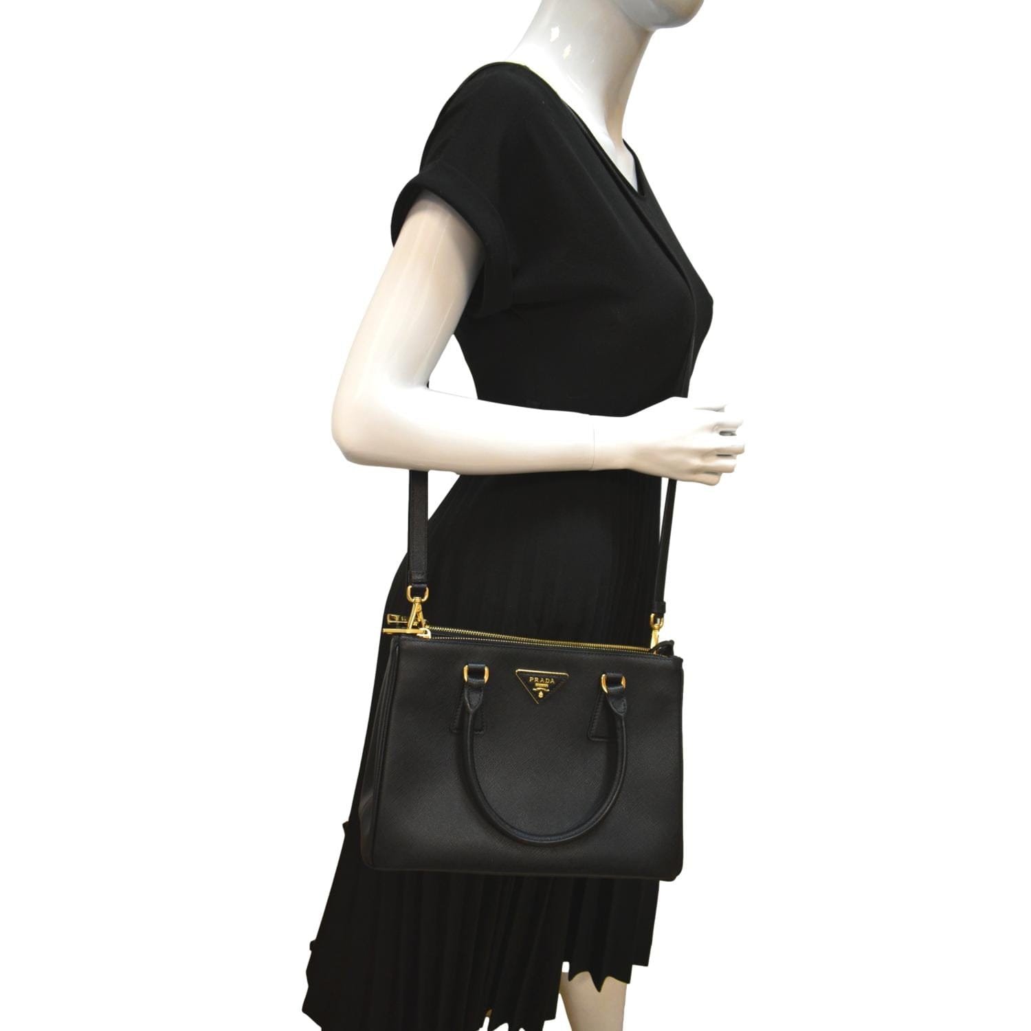 Prada Women's Mini Saffiano Leather Double-zip Satchel - Black in