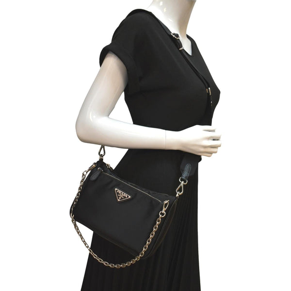 Prada Re-Nylon Leather Shoulder Bag Black - Buy at DDH