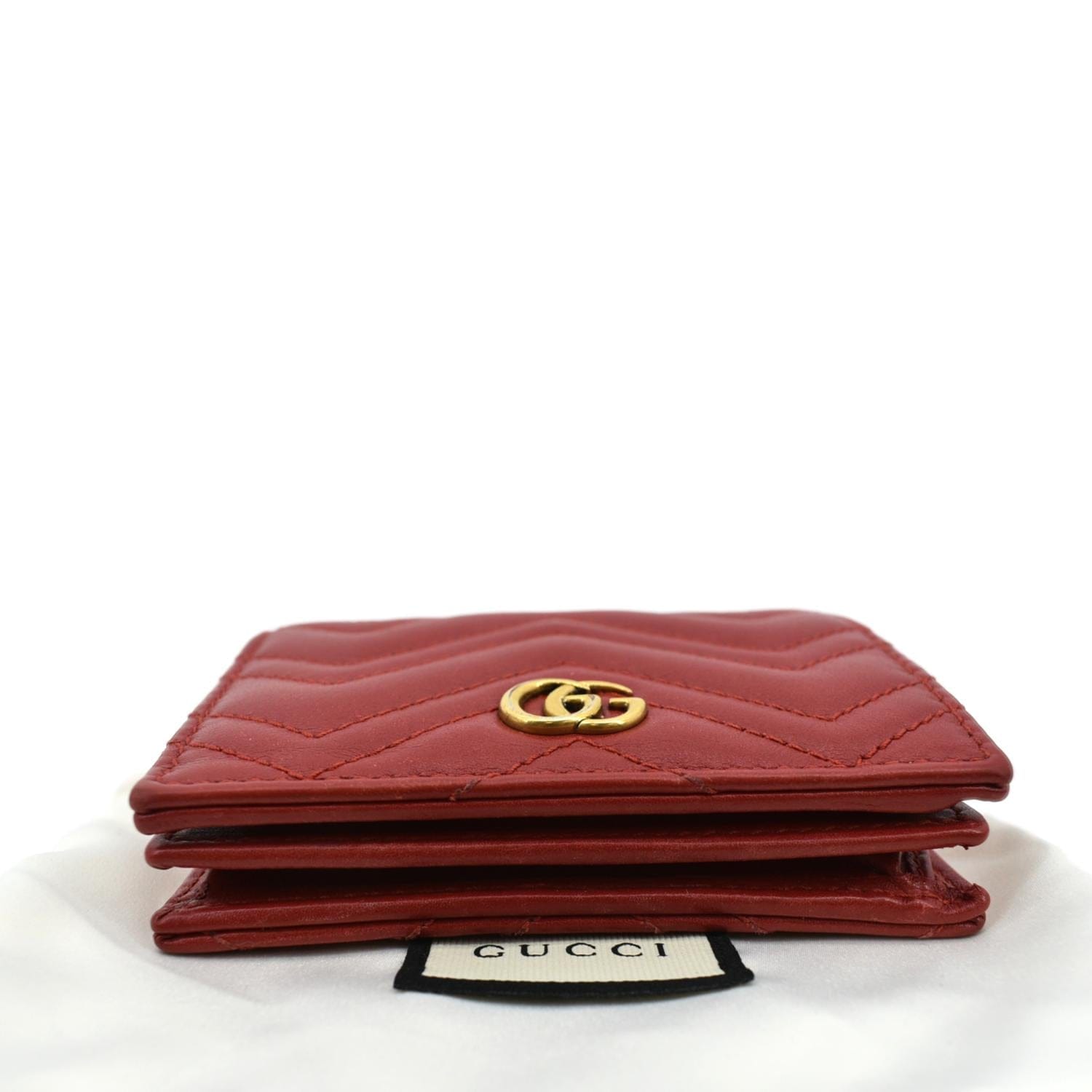 グッチ／GUCCI 財布 ウォレット レディース 女性 女性用 レザー 革 本革 レッド 赤  456126 Leather Card Case Wallet GGマーモント金具 小銭入れあり 二つ折り シボ革 シュリンクレザー GUCCI（グッチ） 財布 レディース ブランド 二つ折り財布 インター