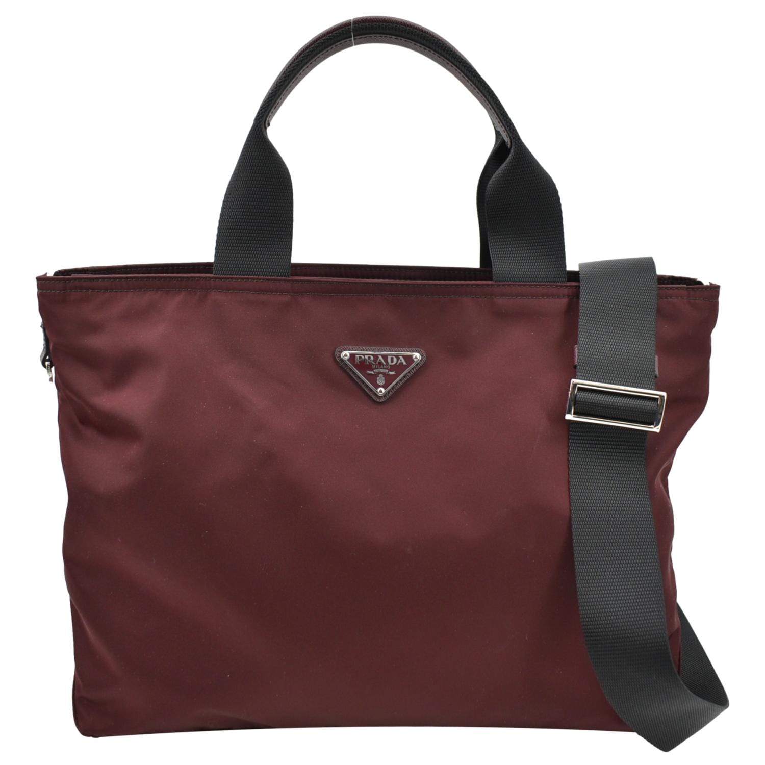 PRADA Medium Nylon Tote Bag Maroon