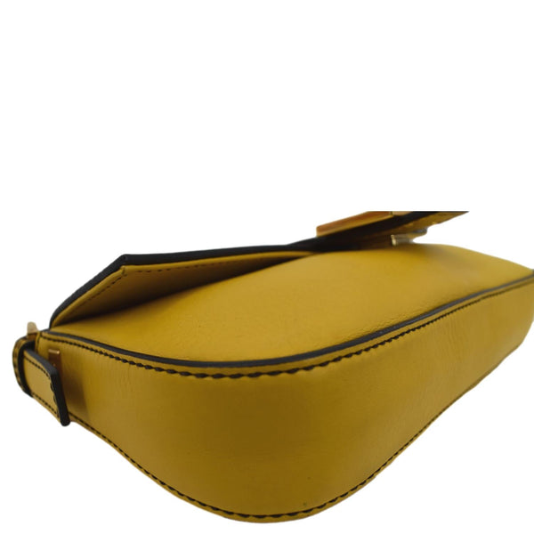 Fendi Convertable Baguette Leather Crossbody Bag Yellow - Bottom Left