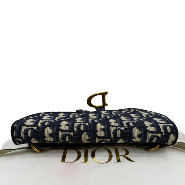 Christian Dior Saddle Oblique Canvas Belt Bag Navy Blue - Bottom