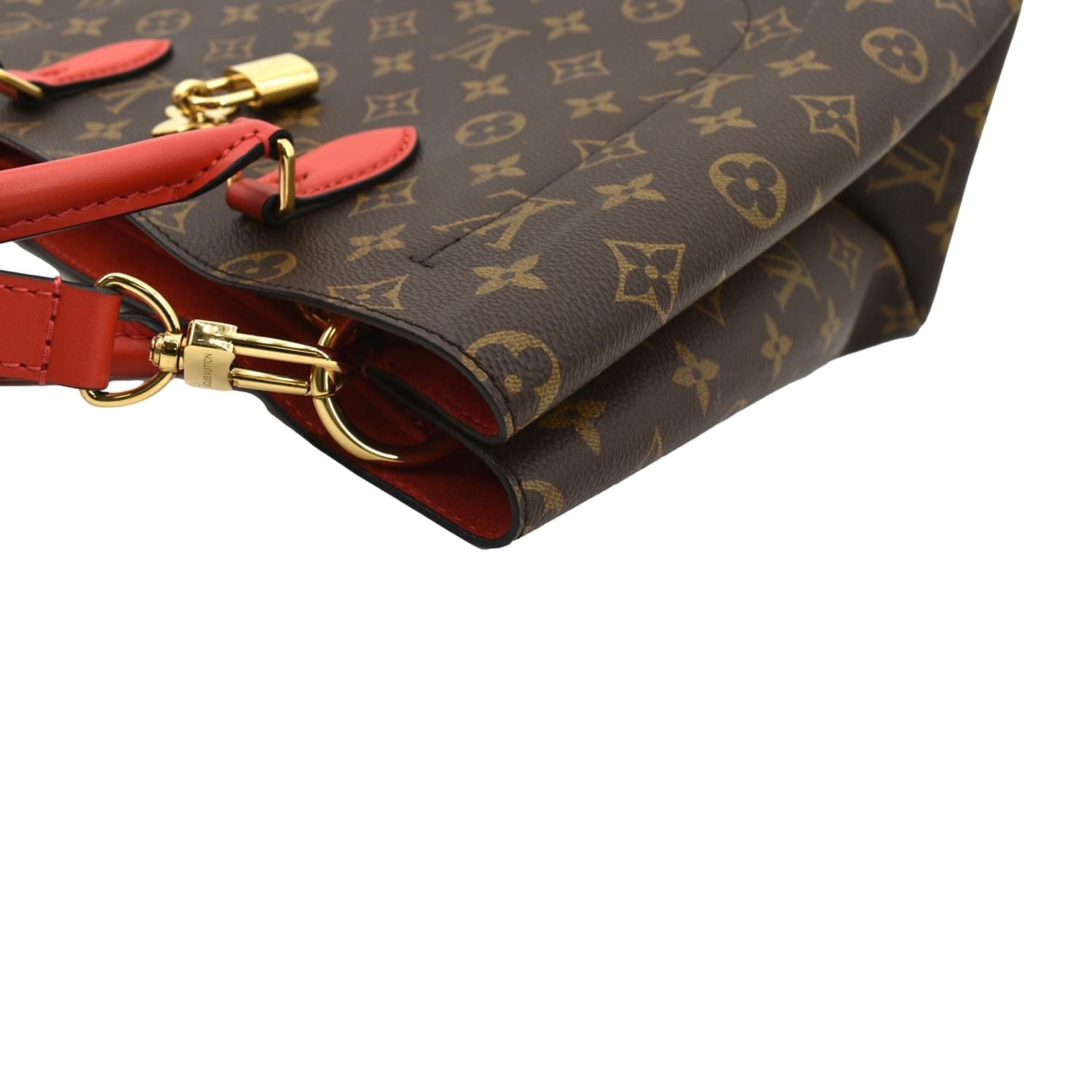 LOUIS VUITTON Flower Monogram Canvas Tote Shoulder Bag Cerise
