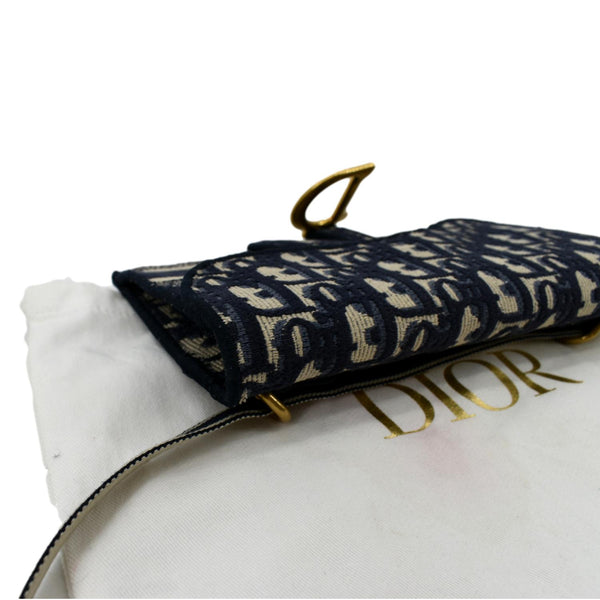 Christian Dior Saddle Oblique Canvas Belt Bag Navy Blue - Bottom Left
