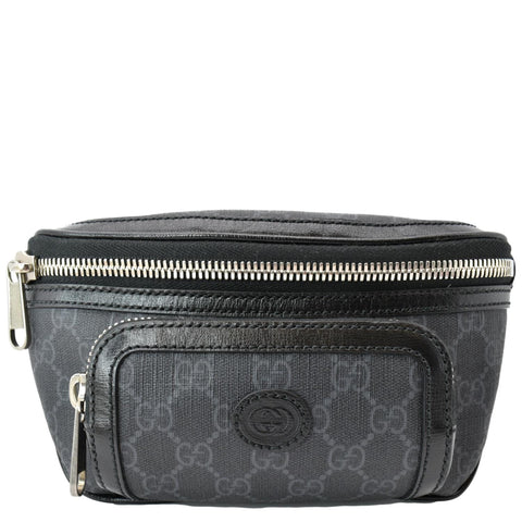 GUCCI Interlocking G Supreme Canvas Belt Bag Black 682933