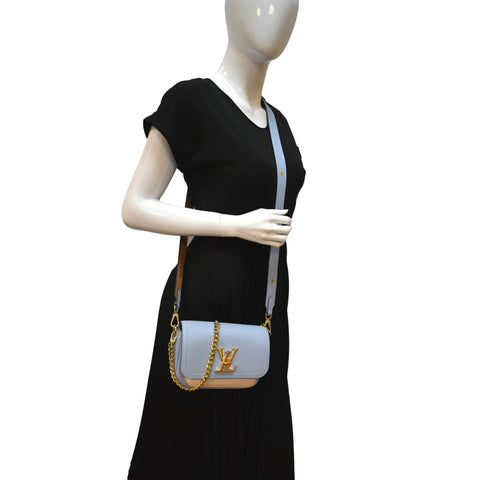 LOUIS VUITTON Lockme Tender Grained Calfskin Leather Shoulder Bag Blue