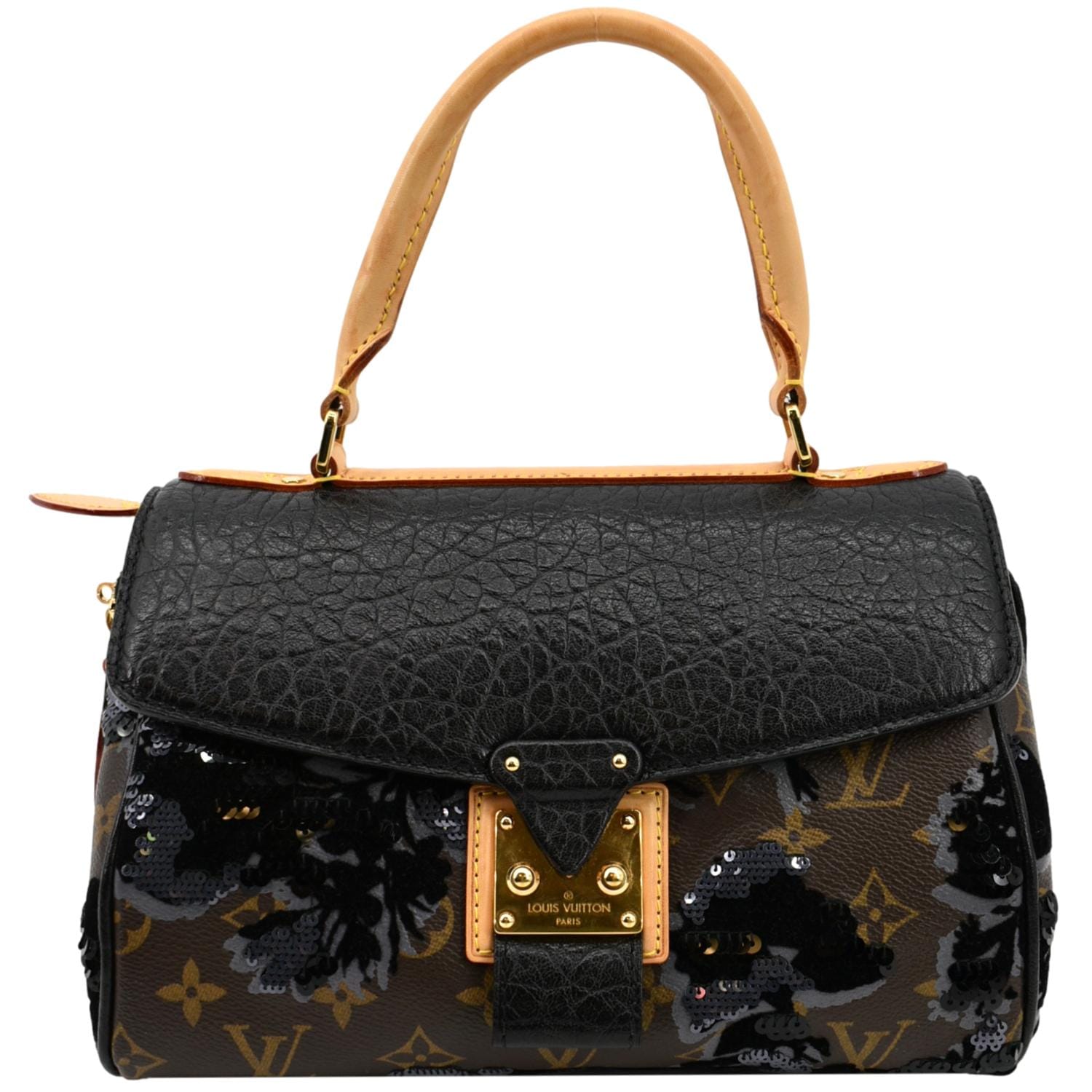 LOUIS VUITTON Fleur De Jais Carrousel Monogram Leather Satchel Bag Black