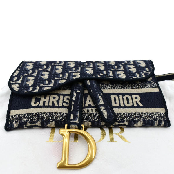 Christian Dior Saddle Oblique Canvas Belt Bag Navy Blue - Close View