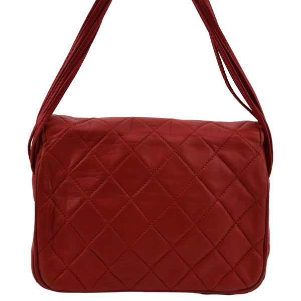 Chanel Vintage Flap Lambskin Leather Shoulder Bag Red - Back
