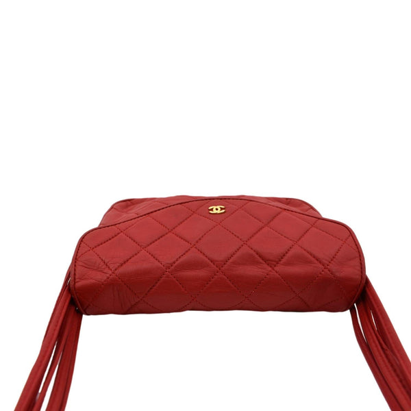Chanel Vintage Flap Lambskin Leather Shoulder Bag Red - Top