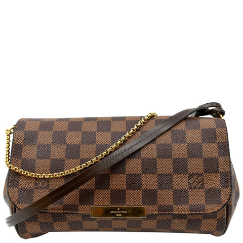 LOUIS VUITTON Favorite MM Damier Ebene Crossbody Bag Brown