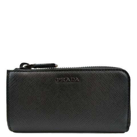 PRADA Saffiano Leather Zip Pouch Black