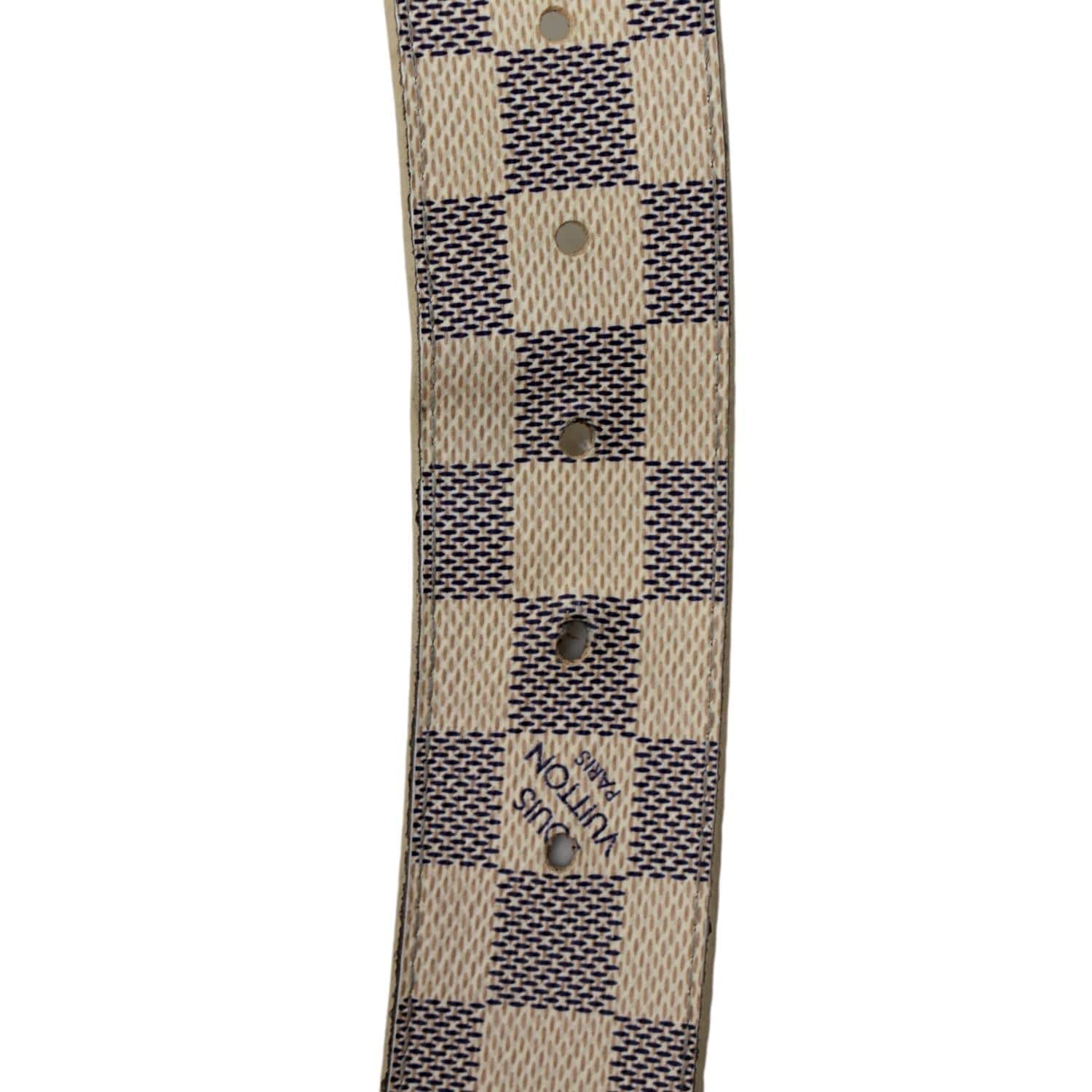 LOUIS VUITTON チェック柄ベルト　ベージュ（ホワイト） LOUIS VUITTON LV Initiales Damier Azur Belt White