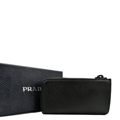 Prada Saffiano Leather Zip Pouch in Black Color - Back
