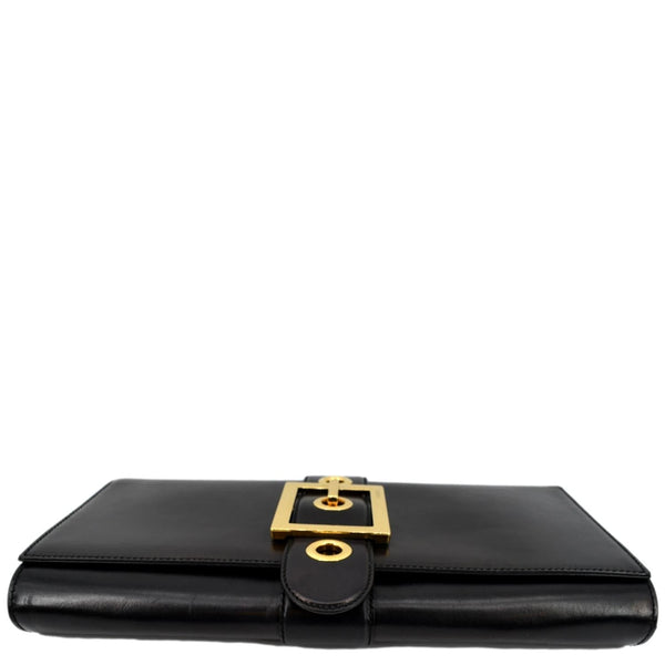 Gucci Lady Buckle Leather Clutch in Black Color - Bottom