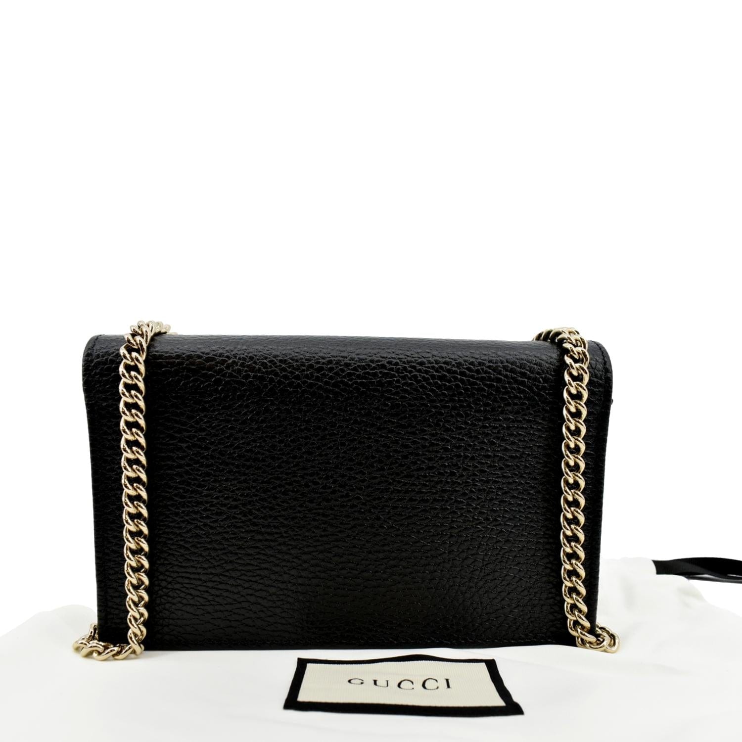 GUCCI GG Interlocking Pebbled Leather Crossbody Bag Black 615523