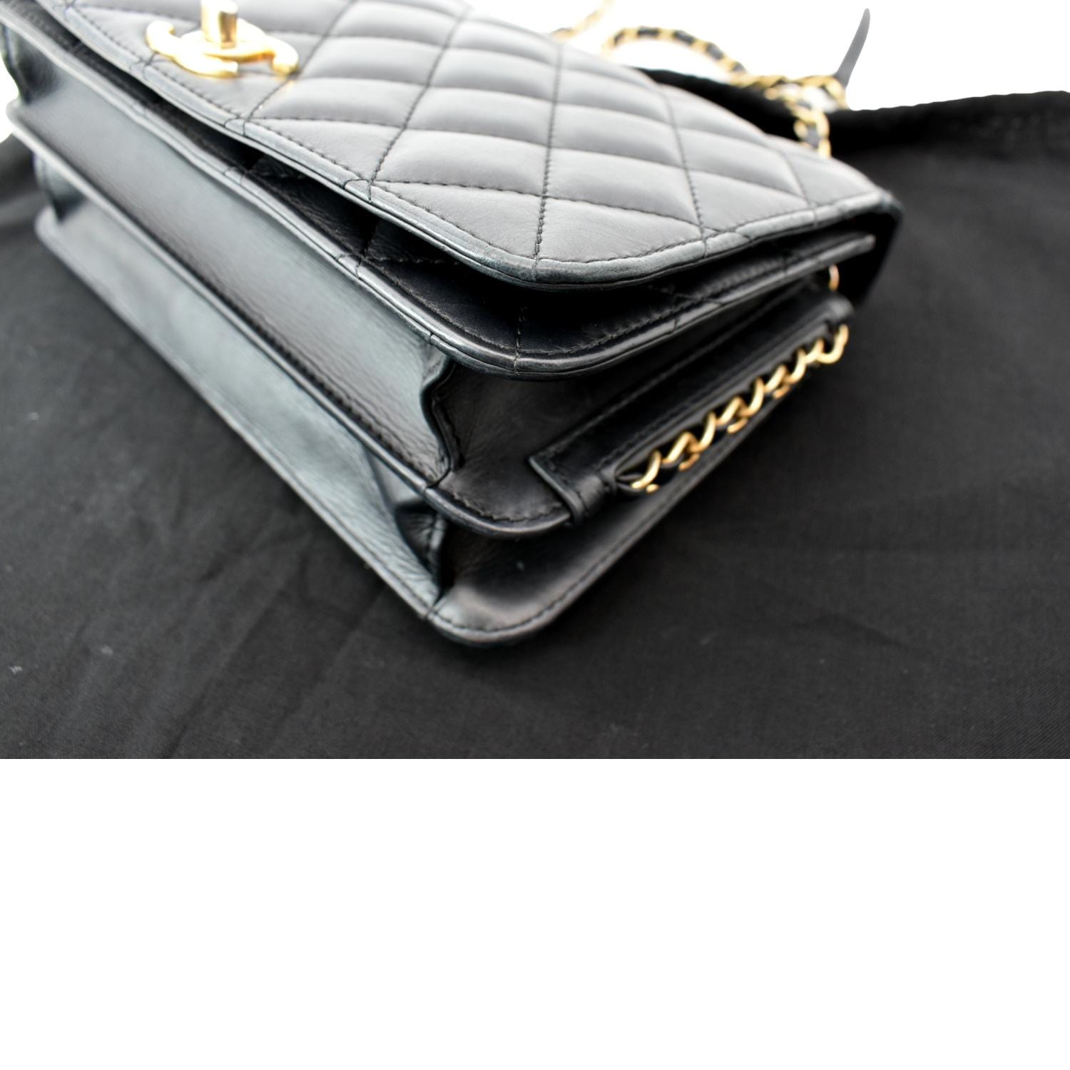 CHANEL Lambskin Pearl Quilted Side Packs Black 1234605