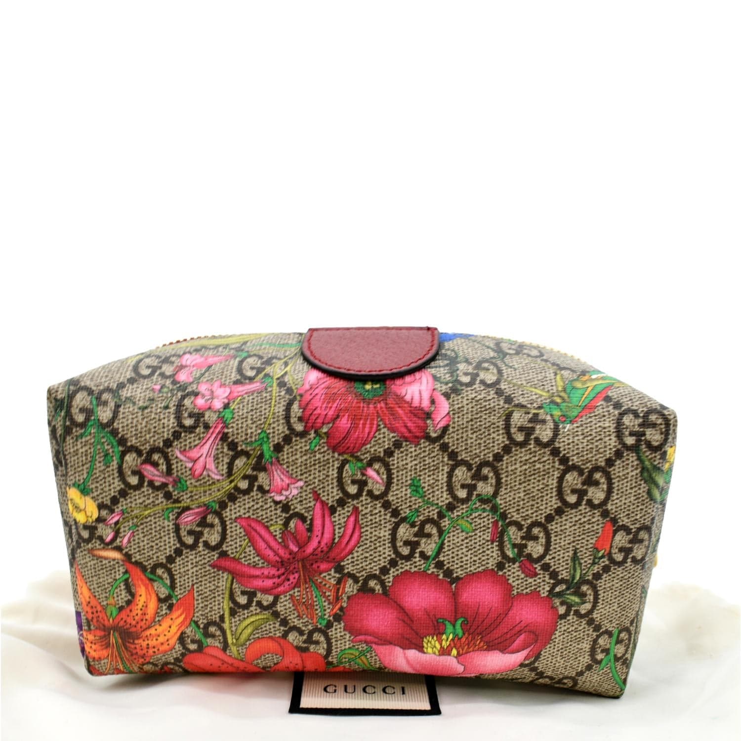 GUCCI Ophidia Floral GG Supreme Monogram Cosmetic Case Red 548394