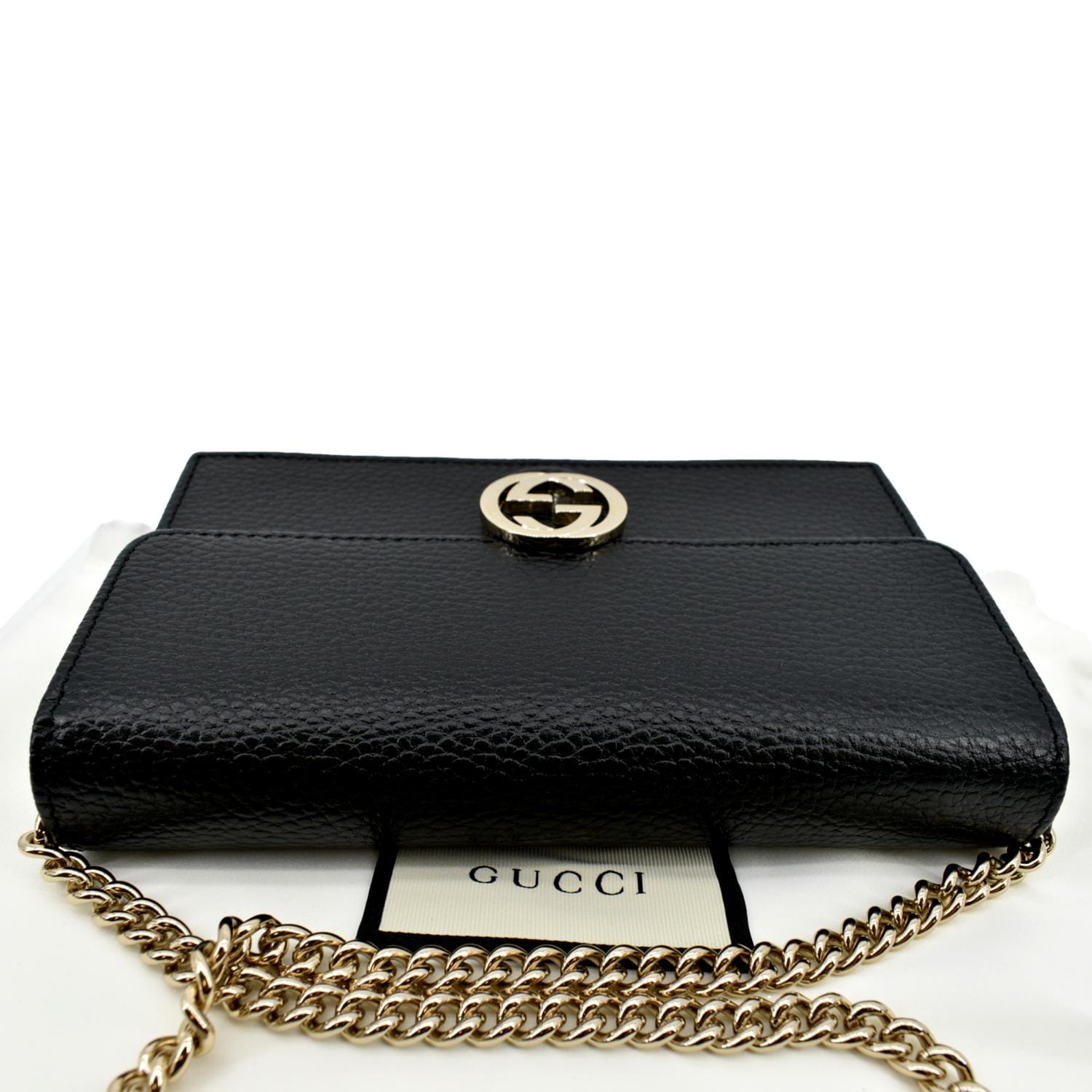 Gucci interlocking logo chain bag black