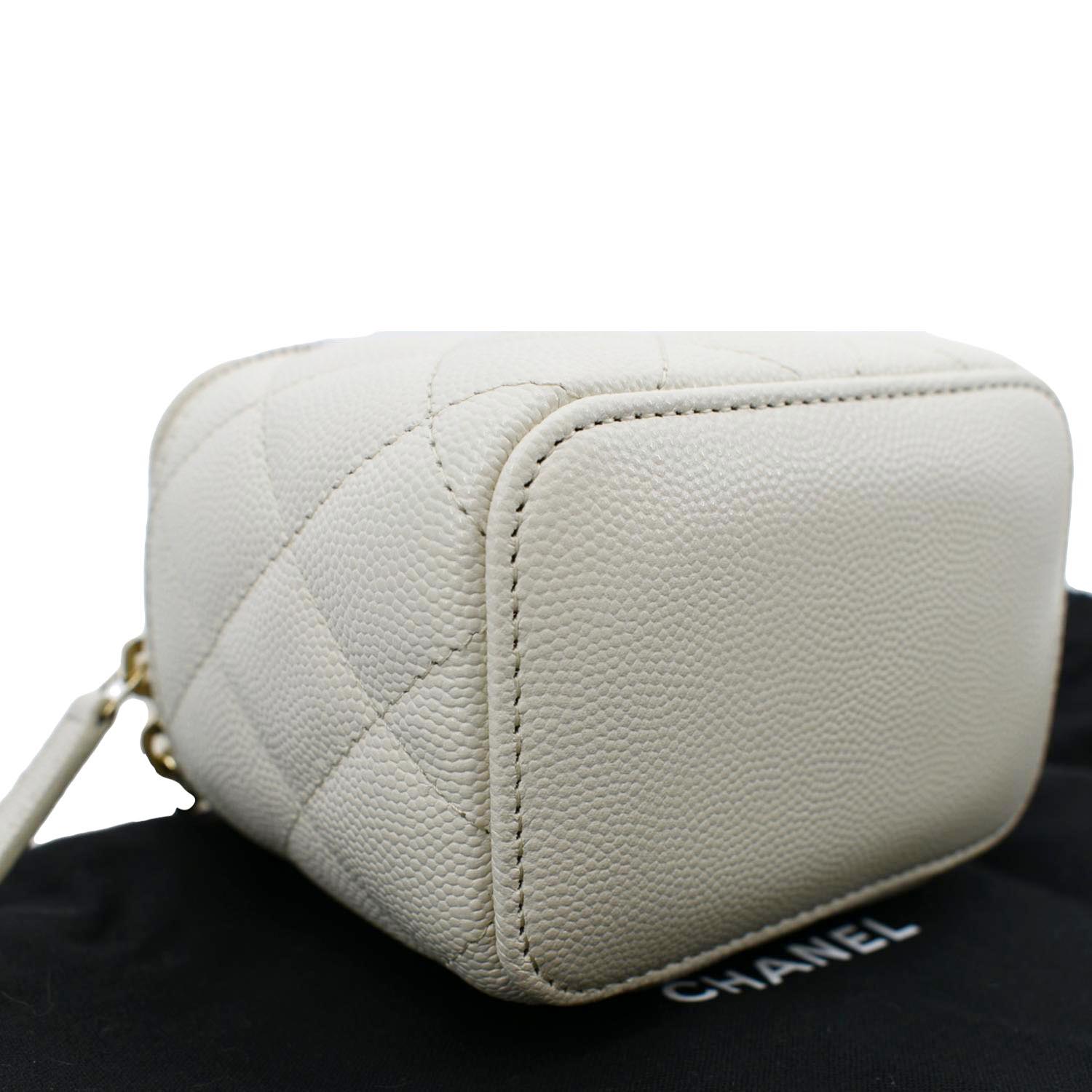 CHANEL Vanity Case Quilted Leather Crossbody Bag White