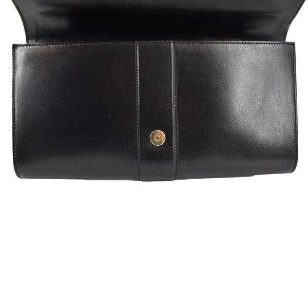 Gucci Lady Buckle Leather Clutch in Black Color - Open