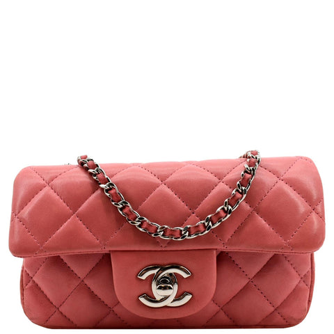 CHANEL Extra Mini Flap Quilted Leather Crossbody Bag Pink