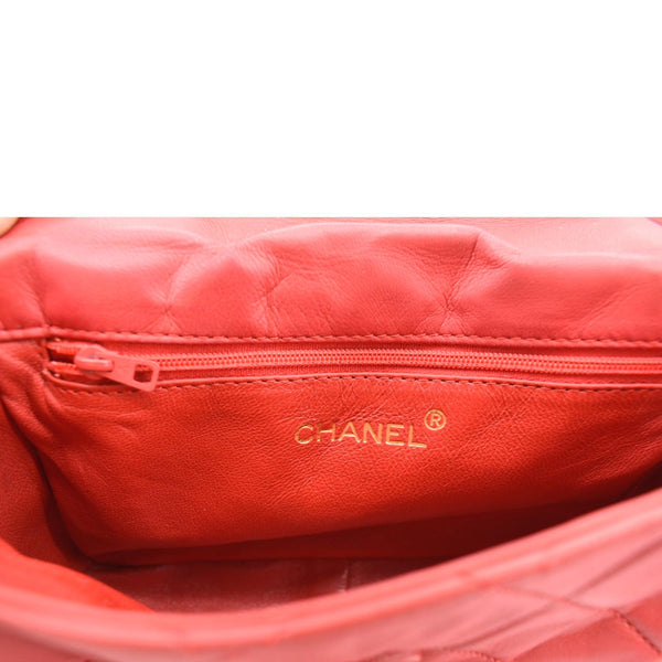 Chanel Vintage Flap Lambskin Leather Shoulder Bag Red - Stamp
