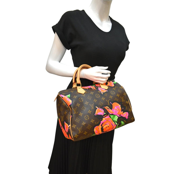 Louis Vuitton Roses Speedy 30 Monogram Satchel Bag - Full View