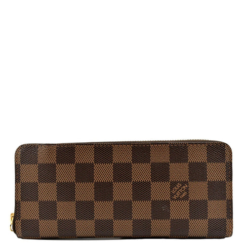 LOUIS VUITTON Clemence Damier Ebene Zippy Wallet Brown
