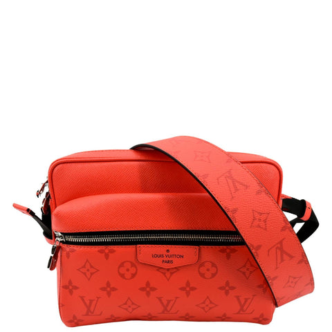 LOUIS VUITTON Outdoor Messenger Monogram Taiga Leather Shoulder Bag Red