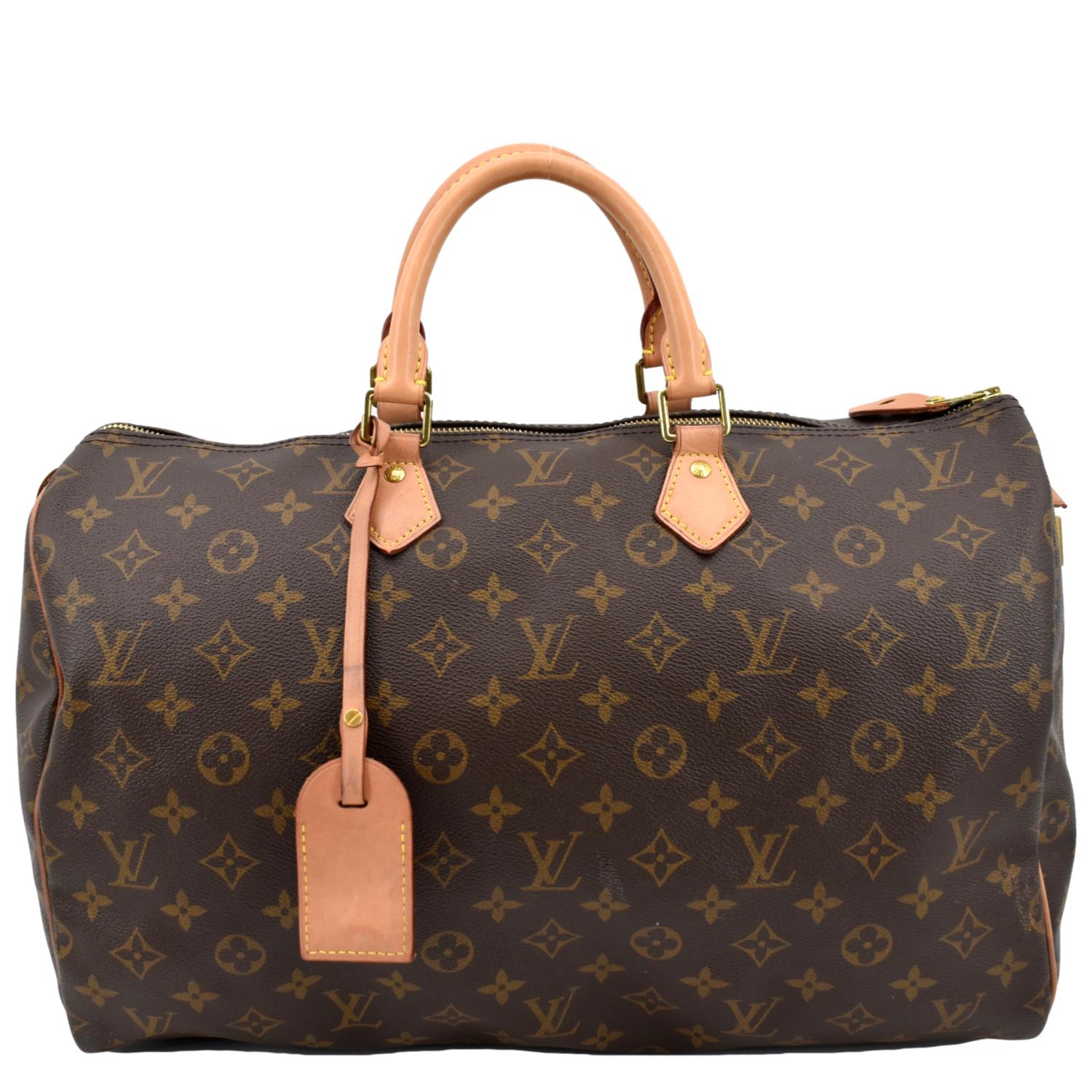 LOUIS VUITTON Speedy 40 Monogram Canvas Satchel Bag Brown