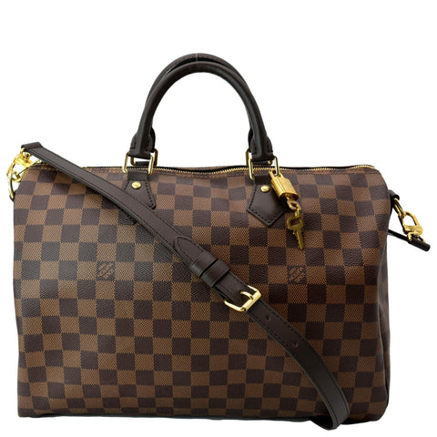 LOUIS VUITTON Speedy 35 Bandouliere Damier Ebene Shoulder Bag Brown