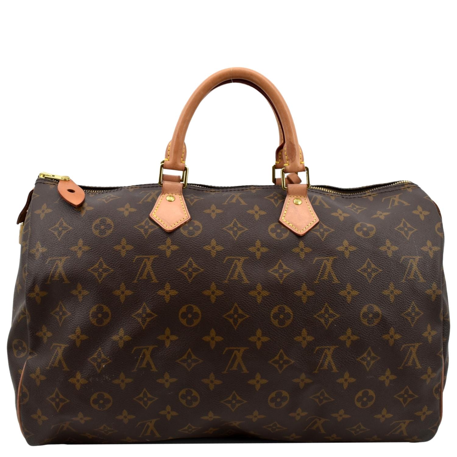 louis vuiton 40 ㌢ LOUIS VUITTON Speedy 40 Monogram Canvas Satchel Bag Brown