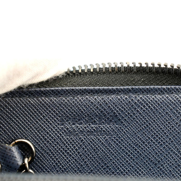 Prada Saffiano Leather Zip Pouch in Black Color - Stamp