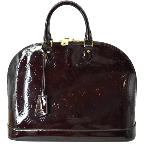 LOUIS VUITTON Alma GM Monogram Vernis Leather Satchel Bag Amarante