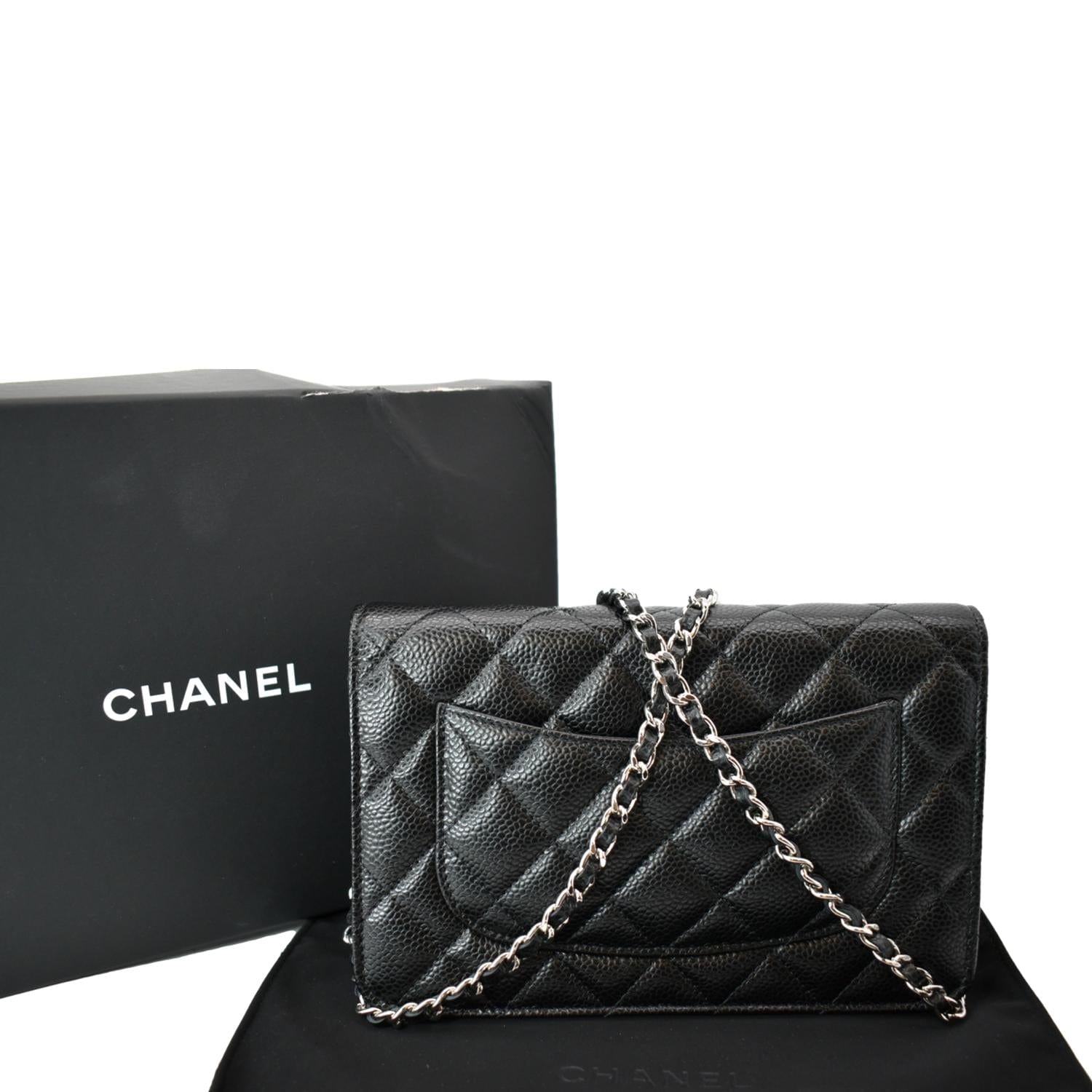 CHANEL Caviar WOC Wallet On Chain Black Shoulder Crossbody Bag Leather