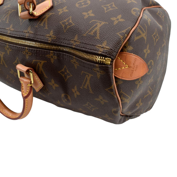 LOUIS VUITTON Speedy 40 Monogram Canvas Satchel Bag Brown