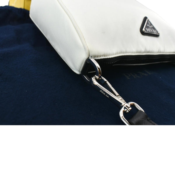PRADA Re-Nylon Leather Crossbody Bag White