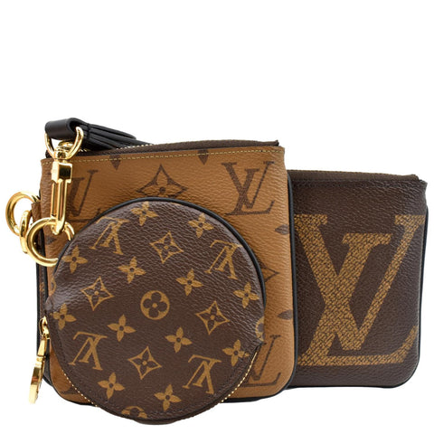 LOUIS VUITTON Monogram Canvas Trio Pouch Bag Brown