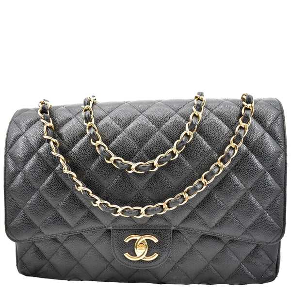 Chanel Maxi Classic Flap Caviar Leather Shoulder Bag - Front