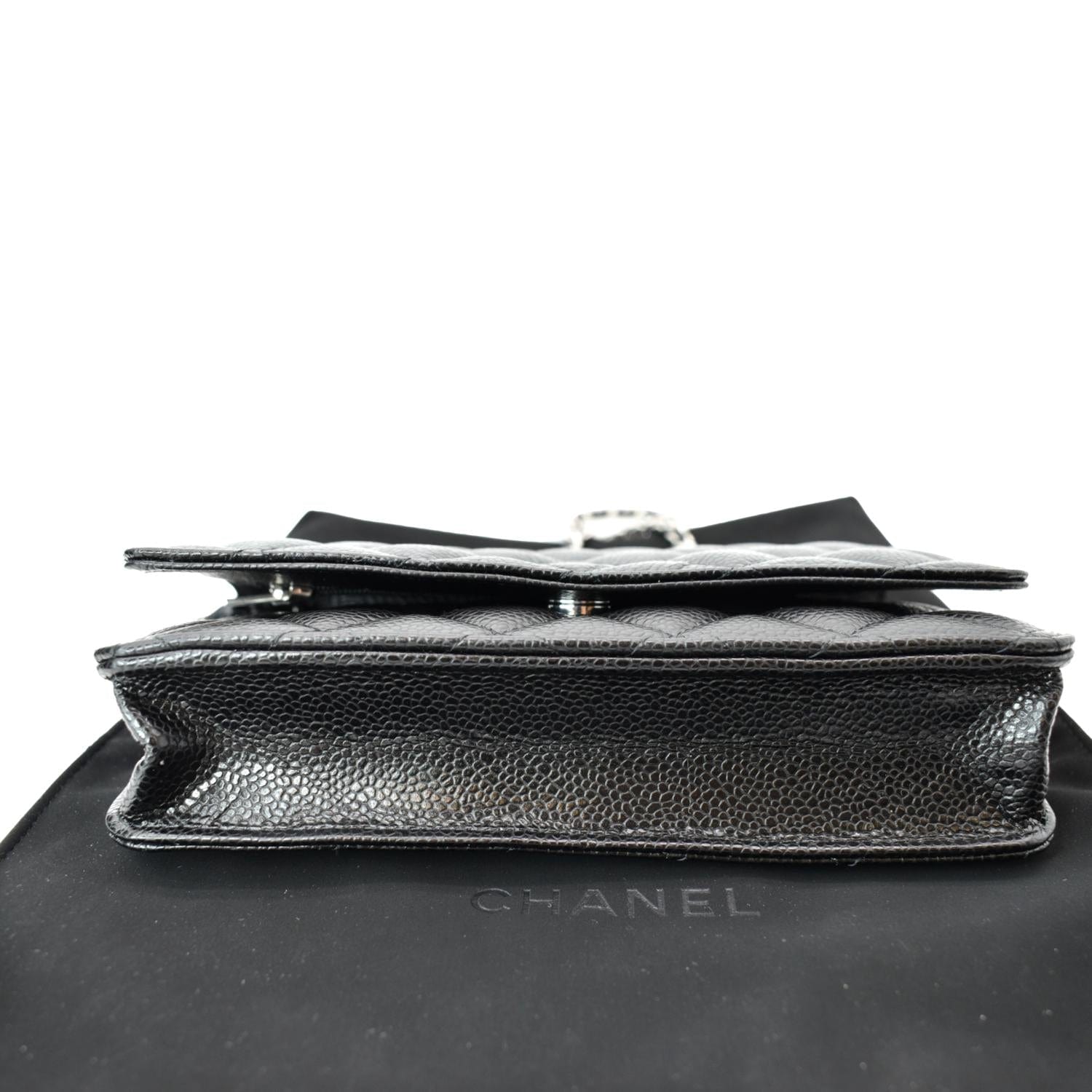 CHANEL CC WOC Leather Wallet On Chain Crossbody Bag Black