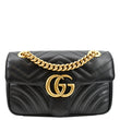 GUCCI GG Marmont Mini Leather Shoulder Bag Black 446744