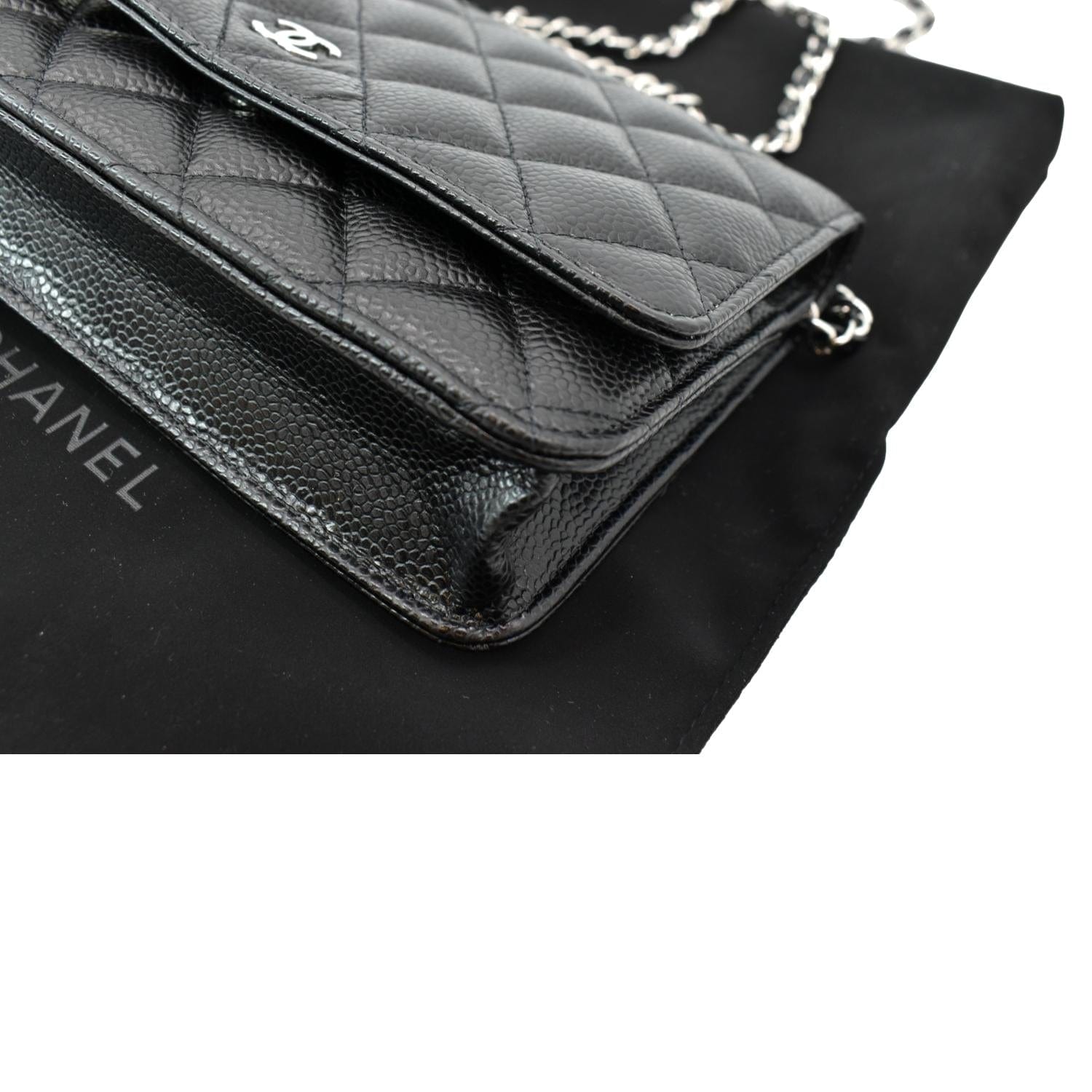 Chanel Classic Wallet on Chain, Grey Lambskin Leather with Gold