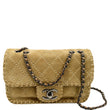 Chanel Whipstitch Small Flap Suede Shoulder Bag Beige - Front