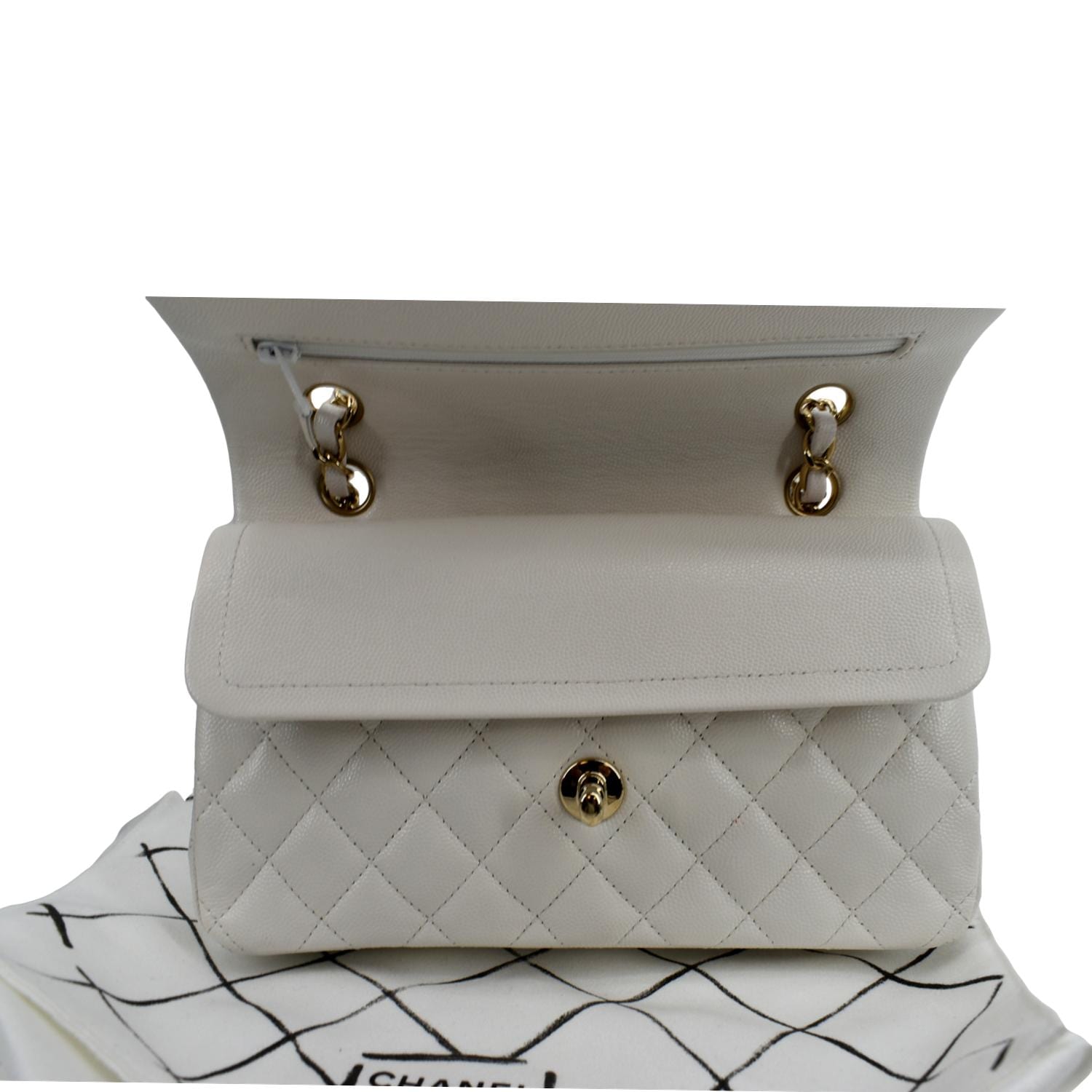 White leather flap purse