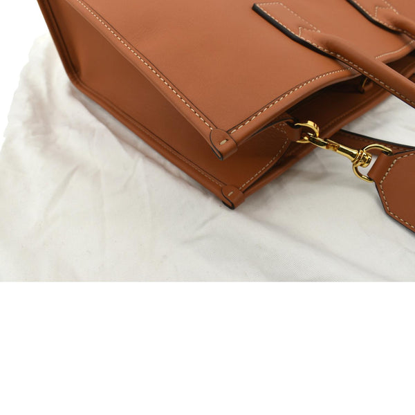 MCM Munchen Monogram Calfskin  Leather Tote Shoulder Bag Cognac