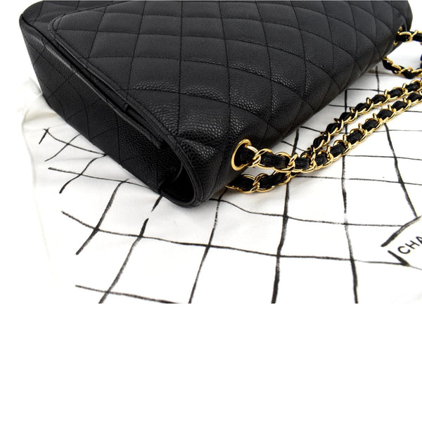 Chanel Maxi Classic Flap Caviar Leather Shoulder Bag - Top Left