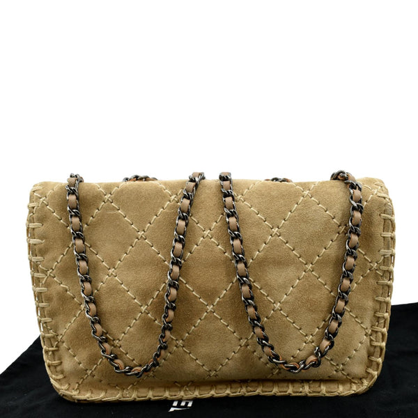 Chanel Whipstitch Small Flap Suede Shoulder Bag Beige - Back